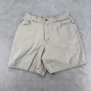 Vintage Chic Mens Shorts Size 16 Tan Denim Preowned High Rise Made in USA